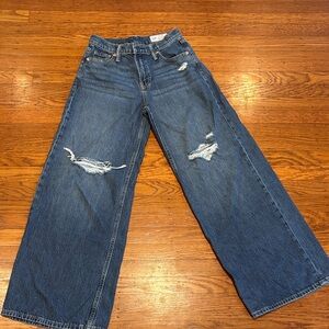 GAP Wide Leg Distressed Blue Jeans